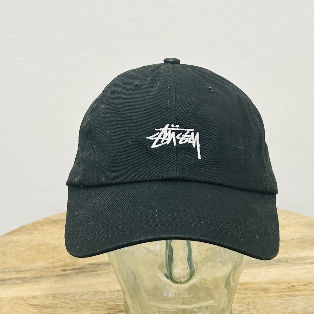 Vintage Y2K STUSSY AU Graffiti Contrast Low Pro Cap Strapback Black